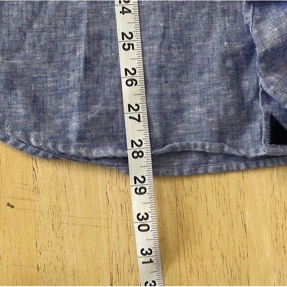 Untuck it Vin Santo Shirt Wrinkle-Resistant Slim Fit Linen Blue Relax Large EUC - Picture 9 of 9